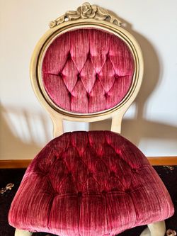 Vintage French Provincial Pink/Red Velvet Accent Chair