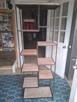 Industrial Metal and Wood Etagere stand multi uses..67 X 23X 12 deep..