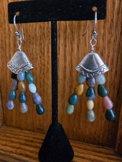 Stone Earrings w/Jade,Onyx,Amythist Stones