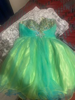 Green& blue prom dress