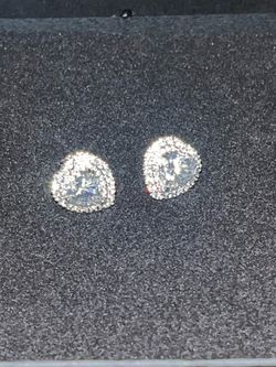 Moissanite heart shaped stud earrings