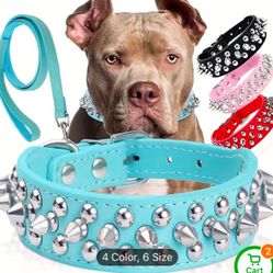 Durable Spiked Stylish Dog Collar with Matching Leash - Perfect for Training and Walking Your Pet