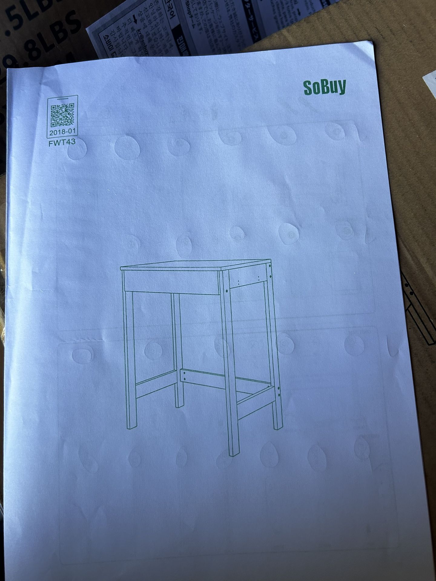SoBuy Compact High Table – White Minimalist Desk (FWT43)
