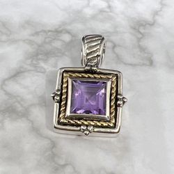 925 Flli Menegatti  Purple Stone Pendant Has 18 Kt Gold 