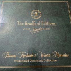 Bradford Thomas Kinkade Winter Memories Illuminated Christmas Ornament Set Of 24