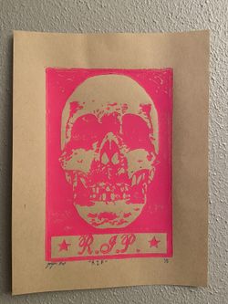 “R.I.P”pink skull print