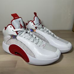 Jordan 35 White Fire Red *White Sole* BRAND NEW Size 9