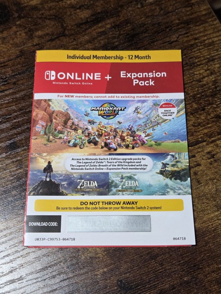 Nintendo Switch Online + Expansion Pack Individual Membership Code