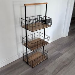 3-Tier Wire and Wood Storage Rack