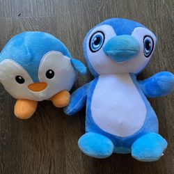 Lot of two blue penguins stuffed animal plush