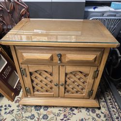 Vintage End Table w/ Glass Top