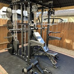 Smith Machine 400 | Adjustable Bench | 245lb Cast Iron Olympic Weights | 7ft Olympic Bar | Fitness | Gym Equipment | FREE DELIVERY/INSTALLATION 🚚 🛠️