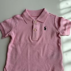 New Ralph Lauren Baby Soft Cotton Polo Shirt, Pink 6 months