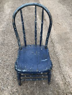 Early American Old West Blue Spindal Cowboy Chair 