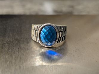 Sterling Silver And Sapphire CZ Ring Size 9