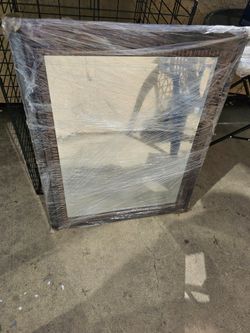Framed Wall Mirror,brown