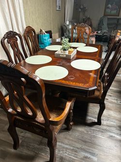 Formal Wood Dining Table with 6 Chairs