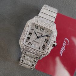 BUSTDOWN CARTIER SANTOS SILVER 