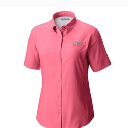 Columbia PFG Tamiamill Short Sleeve Shirt size Small color Pink