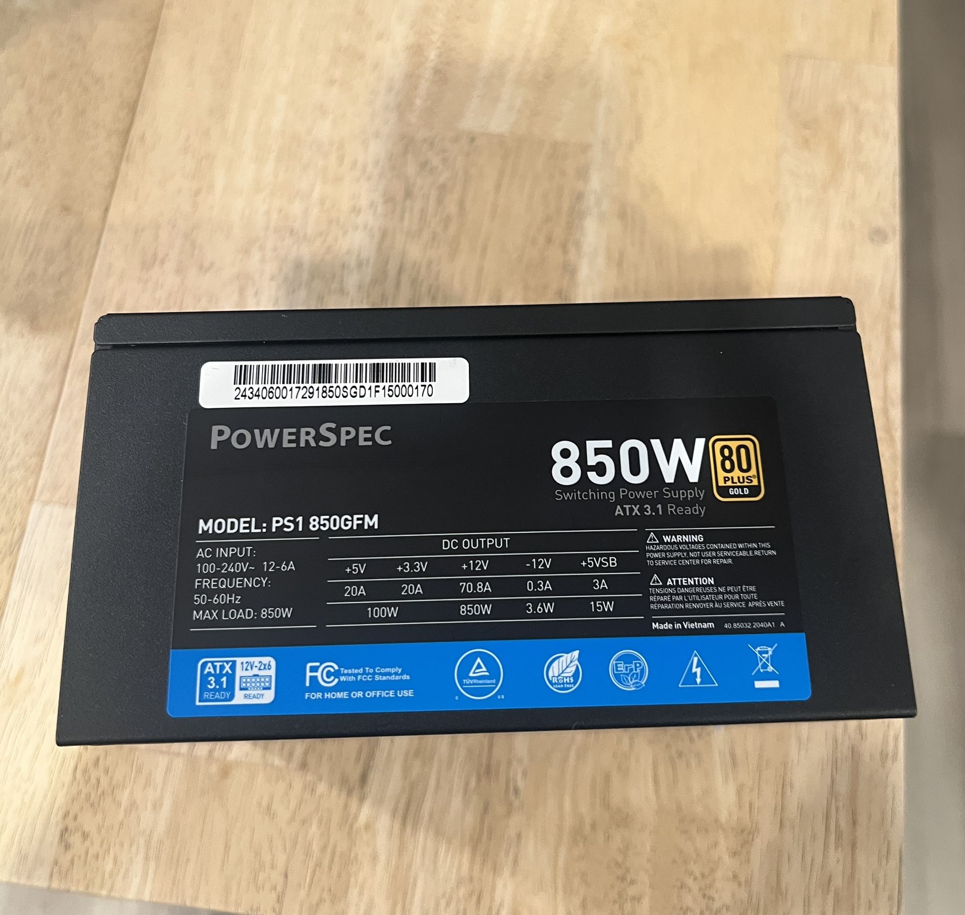 PowerSpec 850W PSU – Fully Modular, Clean, Great for Mid/High-End Builds