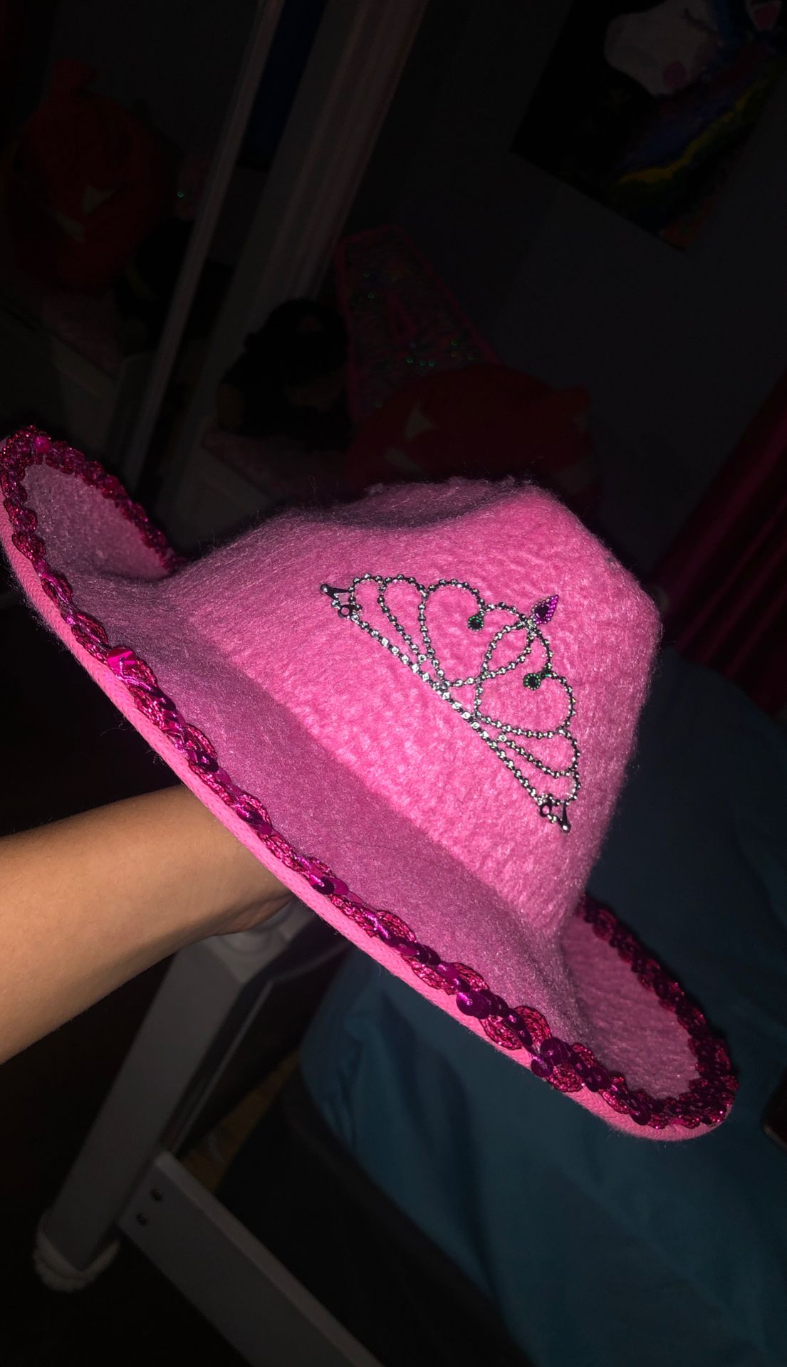 Cute aesthetic pink cowboy tiara hat