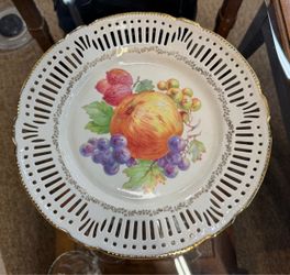 Vintage Schwarzenhammer Pierced Reticulated Porcelain DESSERT PLATE 8.5" Germany