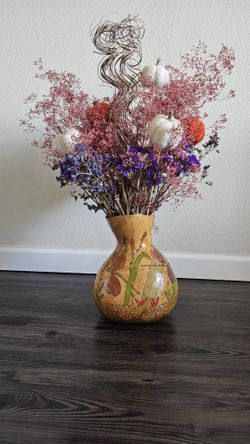 Vintage Handcrafted Carved Gourd with a designer bouquet