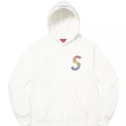 Supreme Swarovski S Logo Hooded Sweatshirt - White - Size Large 