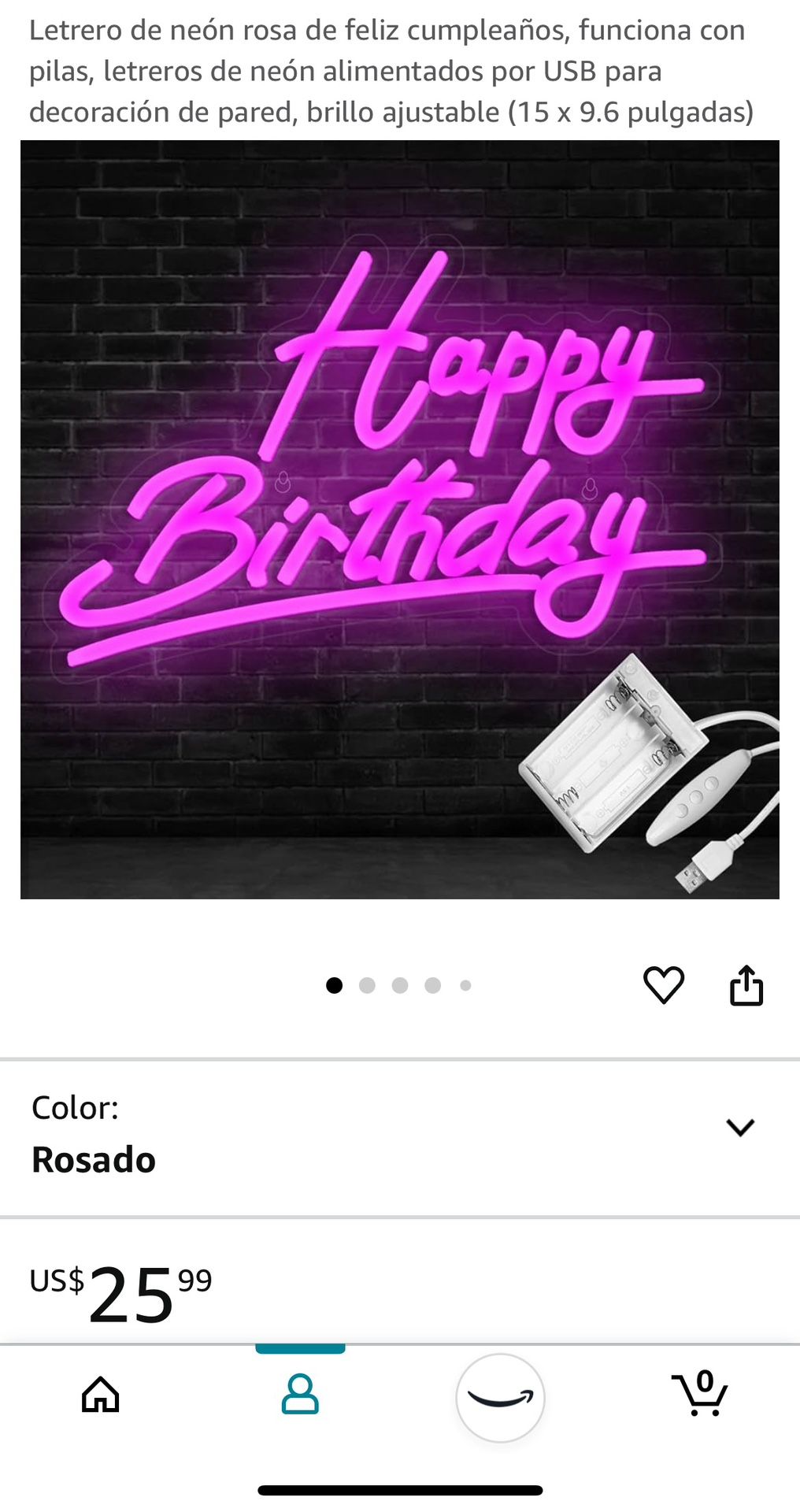 Happy Birthday Wall Decoration Light Pink Neon 15in X 9.6in / Decoración De Pared Luz Feliz Cumpleaños Rosado Neon 15inx9.6in