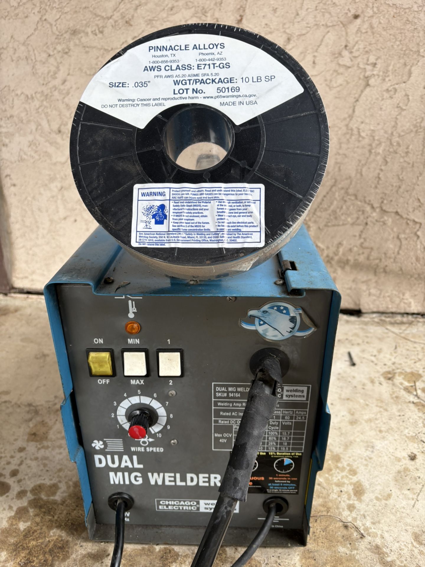 Chicago Electric Dual MIG Welder, SKU# 94164. One New spool of wire ands one barely used spool on the welder