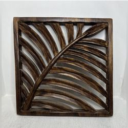 Suar Wood Hand Carved in Indonesia Tropical Leaf Wall Hanging