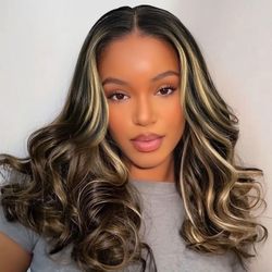 NEW/SEALED Highlight Balayage Wear and Go Glueless Wigs Human Hair Pre Plucked Pre Cut 6×5 Loose Body Wave HD Lace Closure Wigs Human Hair for Black W