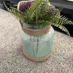 Blue Flower Vase With The Flowers Included 