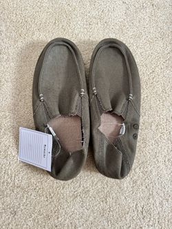Sanuk Men’s Dark Olive Hemp Slip On - Size 9