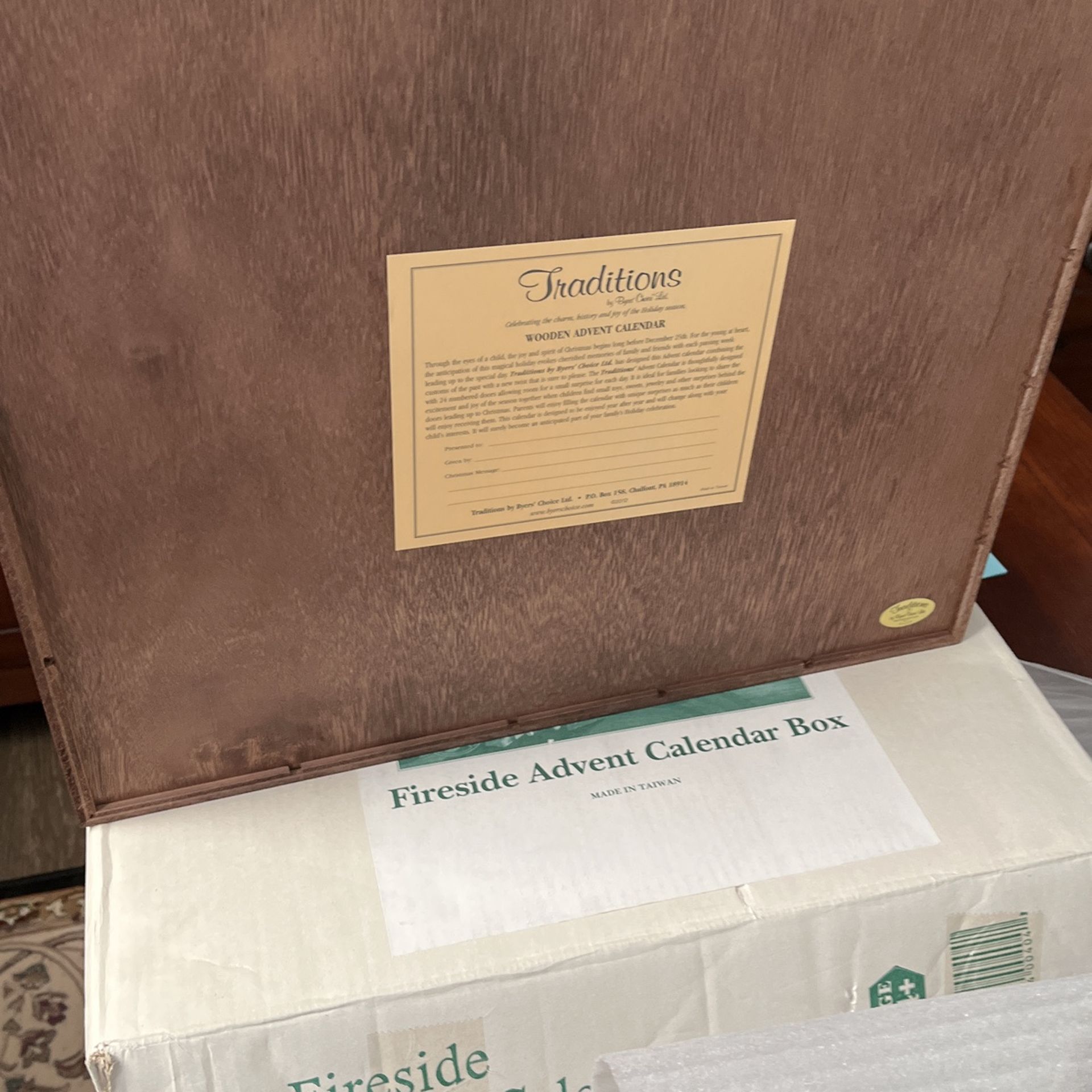 Fireside Wood Advent Calendar Box Traditions Like New