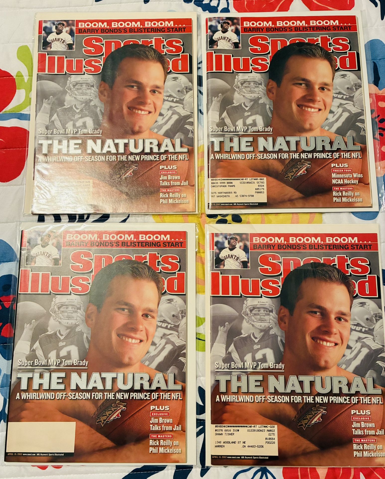 ( 4 ) Tom Brady Sports Illustrated Magazines In Like New Condition 