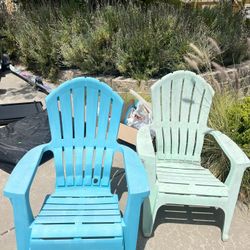 Set Of Two Green And Blue Office Chairs