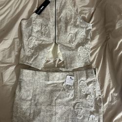 Fashion Nova Two-Piece Set (Crop Top + Skirt)