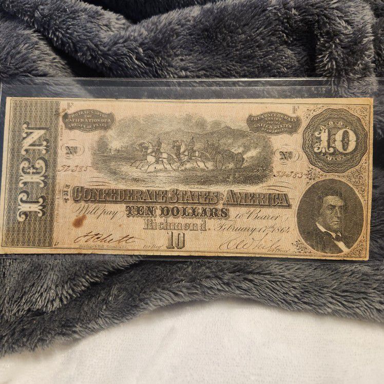 1864 Civil War $10 Confederate Bill
