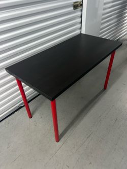 Desk / Table – Black Top with Red Legs
