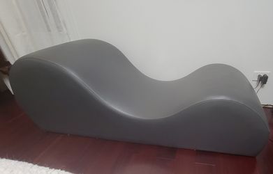 Curved CHAISE Yoga Stretching Exercises Gray Leather 