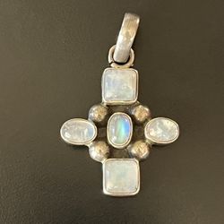 Sterling Silver Moonstone Square Cross