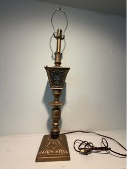 Vintage Hollywood Regency Ornate Gold Table Lamp – Dual Lighting / Lighted Base