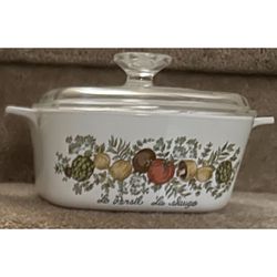 Rare Vintage Corning Ware Le Persil La Sauge Spice of Life 1.5 Qt Baking Casserole Dish LID