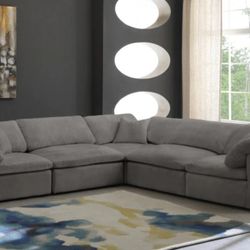 Cozy Velvet Grey Cloud Modular Sectional

