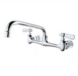 HOMEMYSTIQUE 2-Handle Wall Mount Kitchen Faucet with 10 in. Swivel Spout 8 in. Center in Polished Chrome
