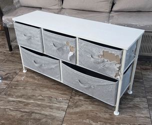 22-inch High Steel Frame 5-drawer fabric storage dresser - as is