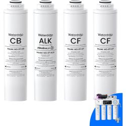 Waterdrop 𝐖𝐃-𝐓𝟒-𝐑𝐂𝐀 Replacement Filter 1-Year Combo, Pack of 2 CF, Pack of 1 CB and 1 Alkaline Filter, Replacement for 𝐖𝐃-𝐓𝟒-𝐀 Reverse Osm