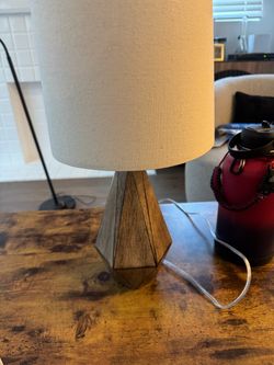 2 Geometric Wood Base Table Lamp