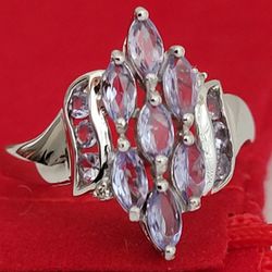 ❤️ 14k Size 7 Beautiful Solid White Gold Tanzanite Gemstones Ring!/ Anillo de Oro con Tanzanitas!👌🎁Post Tags: Anillo de Oro